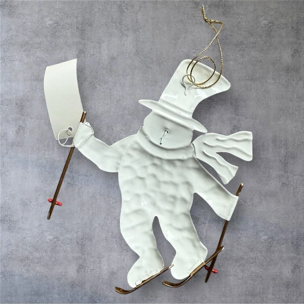 Vintage Home Interiors Metal Snowman Ornament - NWT